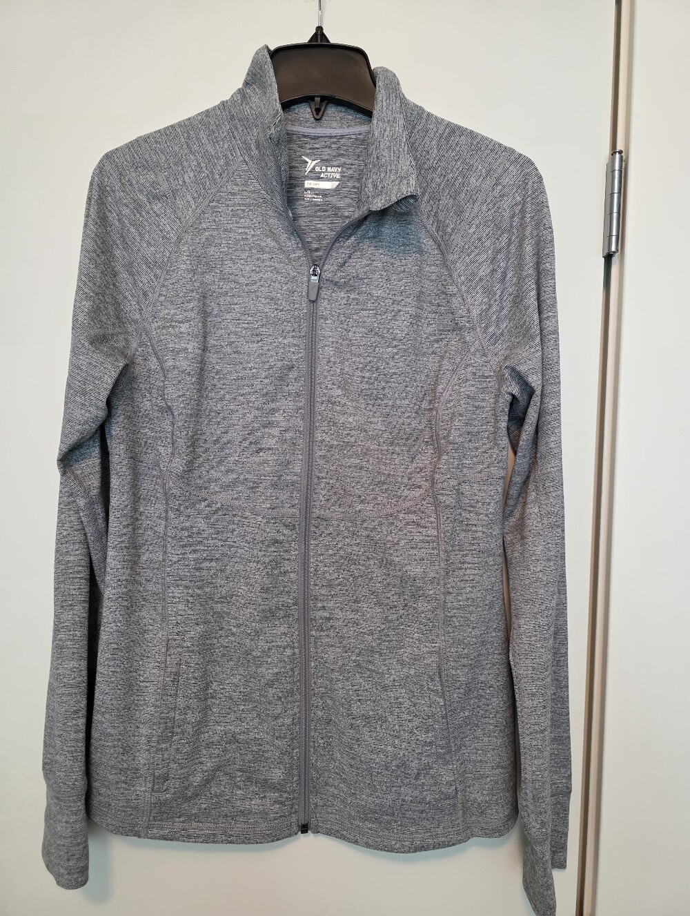 Old Navy Fitted Active Go-Dry Light Gray Zip Jacket L